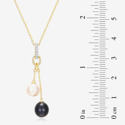 Womens White Cultured Freshwater Pearl 18K Gold Over Silver Pendant Necklace