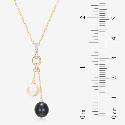 Womens White Cultured Freshwater Pearl 18K Gold Over Silver 18 Inch Pendant Necklace