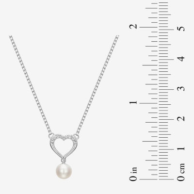 Womens White Cultured Freshwater Pearl Sterling Silver Heart 2-pc. Jewelry Set