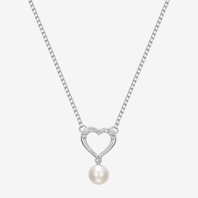 White Cultured Freshwater Pearl Sterling Silver Heart 2-pc. Jewelry Set