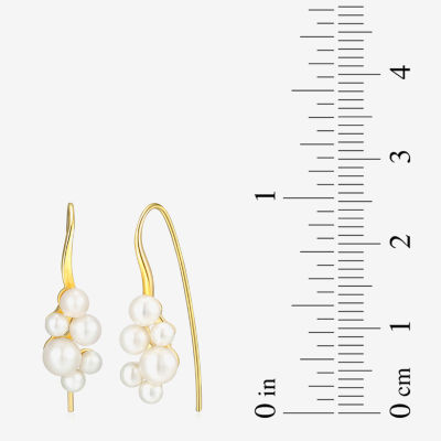 White Cultured Freshwater Pearl 18K Gold Over Silver Drop Earrings