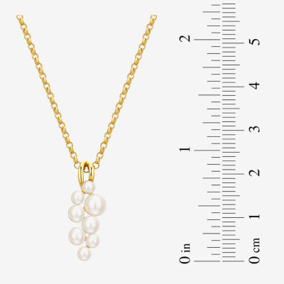 Womens White Cultured Freshwater Pearl 18K Gold Over Silver Pendant Necklace