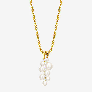 White Cultured Freshwater Pearl Oval Tag Necklace Gold-plated Sterling Silver White Cultured Freshwater Pearl Oval Tag Necklace Gold-plated Sterling Silver