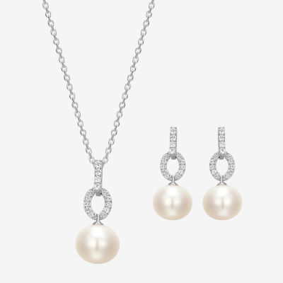 White Cultured Freshwater Pearl Sterling Silver 2-pc. Jewelry Set