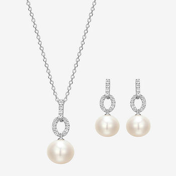 White Cultured Freshwater Pearl Oval Tag Necklace Gold-plated Sterling Silver White Cultured Freshwater Pearl Oval Tag Necklace Gold-plated Sterling Silver