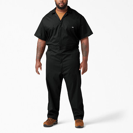 Dickies Flex Mens Stain Resistant Short Sleeve Workwear Coveralls, X-large, Black