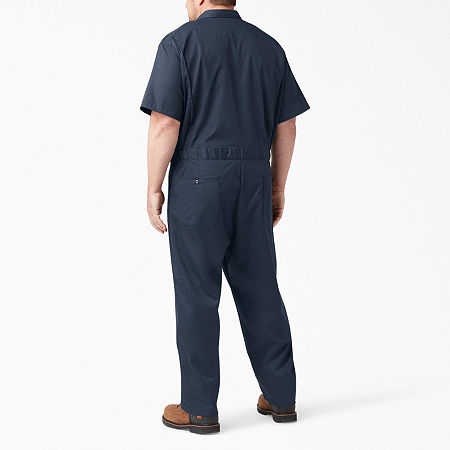 Dickies Flex Mens Big And Tall Stain Resistant Short Sleeve Workwear Coveralls, Large Long, Blue