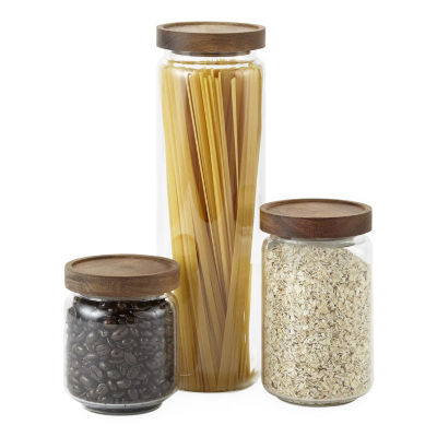 Home Expressions Acacia And Glass Canister
