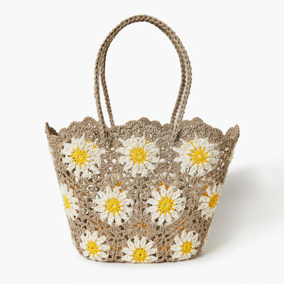 Forever 21 Daisies Woven Tote Bag Tote Bag