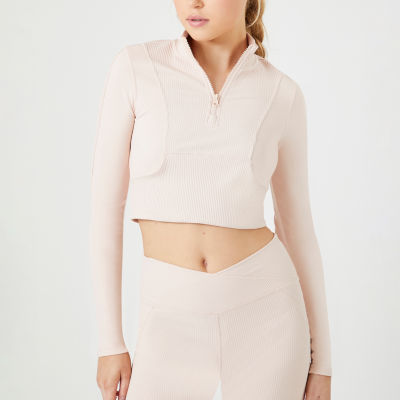 Forever 21 Lightweight Active Cropped Quarter ZIp-Juniors