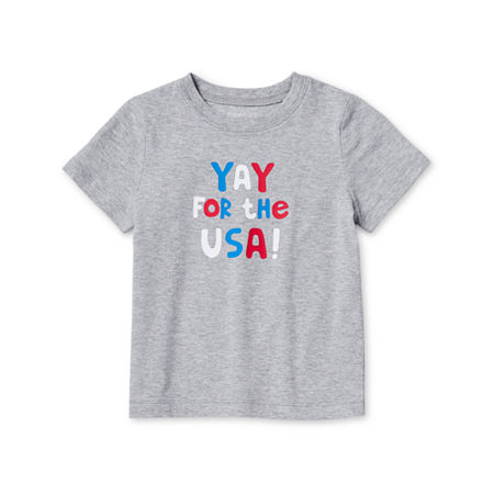 Okie Dokie Toddler & Little Boys Crew Neck Short Sleeve Graphic T-Shirt, 18 Months, Gray