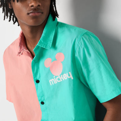 Neff Mens Regular Fit Short Sleeve Mickey Mouse Button-Down Shirt