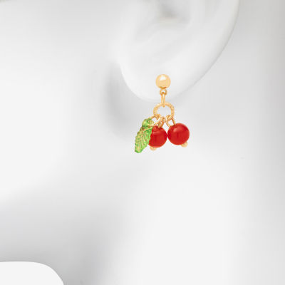 Bijoux Bar Delicates Gold Tone Cherries Drop Earrings