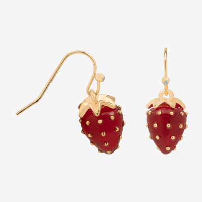 Bijoux Bar Delicates Gold Tone Strawberries Drop Earrings