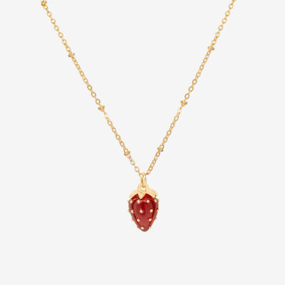 Bijoux Bar Delicates Gold Tone Strawberries Womens Pendant Necklaces