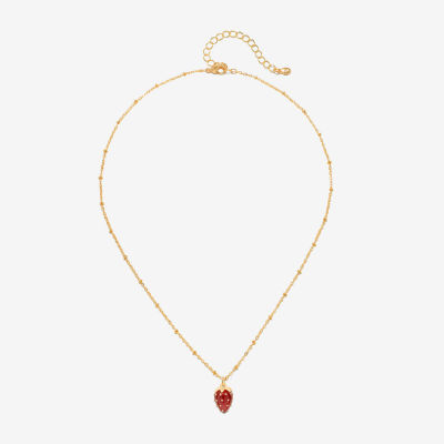 Bijoux Bar Delicates Gold Tone Strawberries Womens Pendant Necklaces