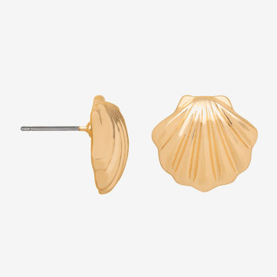 Bijoux Bar Delicates Gold Tone Shell 14.5mm Stud Earrings