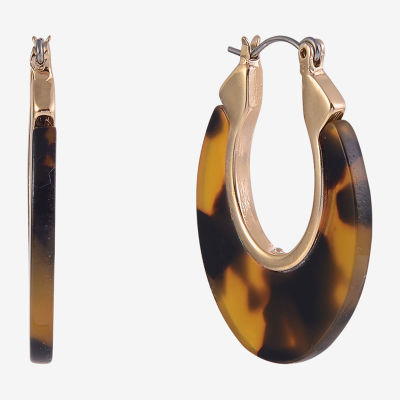Mixit Tortoise Womens 27.6mm Hoop Earrings