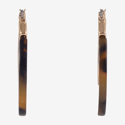 Mixit Tortoise Womens 27.6mm Hoop Earrings