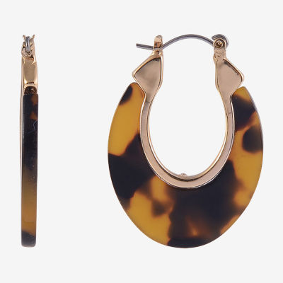 Mixit Tortoise Womens 27.6mm Hoop Earrings