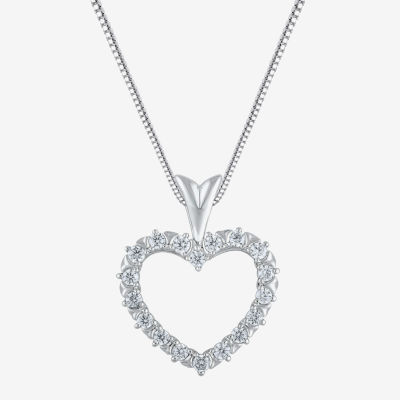 (G/ Si2 ) Womens 1/4 CT. T.W. Lab Grown White Diamond 10K White Gold Heart 18 Inch Pendant Necklace