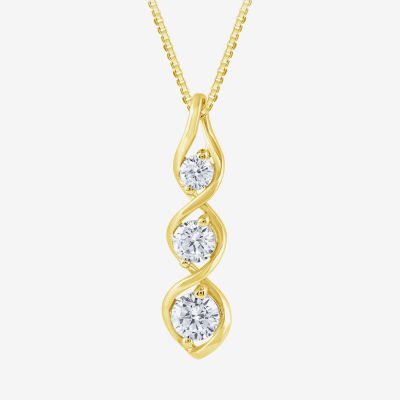 (Si2/ G) Womens 1/2 CT. T.W. Lab Grown White Diamond 10K Gold 18 Inch Pendant Necklace