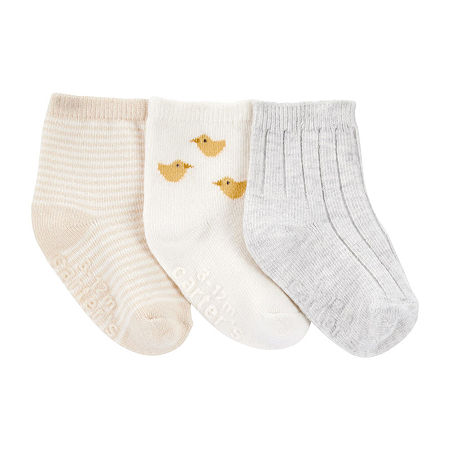 Carter's Baby Unisex 3 Pair Low Cut Socks, 3-12 Months, White