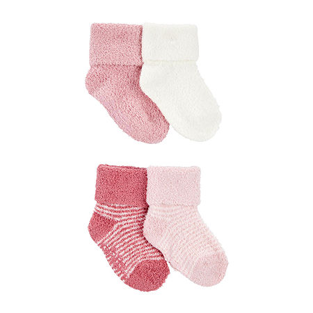 Carter's Baby Girls 4 Pair Baby Booties, 0-3 Months, Pink