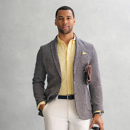 Stafford Mens Checked Relaxed Fit Sport Coat, 46 Short, Blue