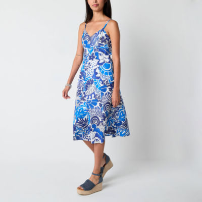 by&by Womens Sleeveless Floral Fit + Flare Dress Juniors