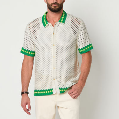 Hope & Wonder Pride Unisex Short Sleeve Crochet Button-Down Shirt