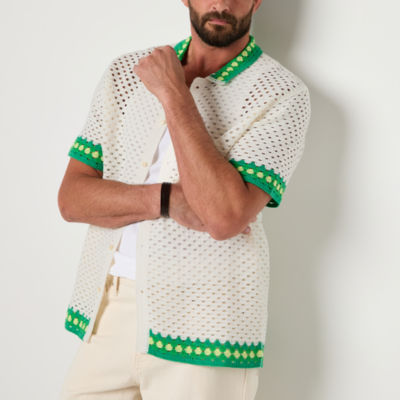 Hope & Wonder Pride Unisex Short Sleeve Crochet Button-Down Shirt