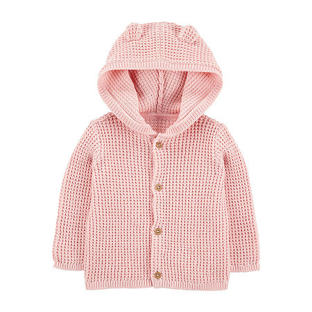 Carter's Baby Girls Hooded Long Sleeve Cardigan, 3 Months, Pink