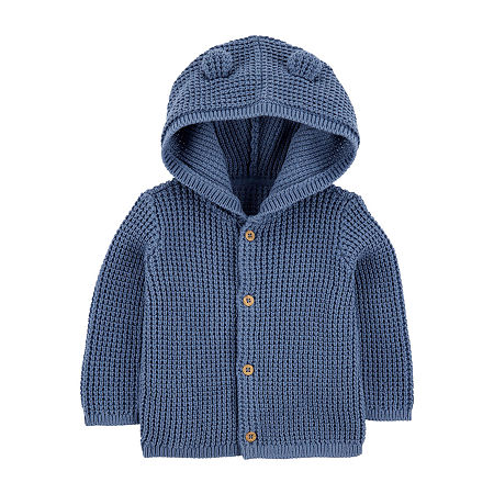 Carter's Baby Boys Hooded Long Sleeve Cardigan, Newborn, Blue