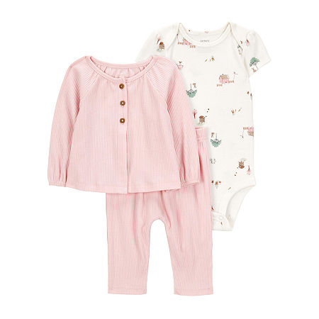 Carter's Baby Girls 3-pc. Pant Set, Newborn, Pink