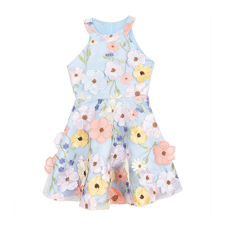 Rare Editions Big Girls Sleeveless A-Line Dress, 14, Blue