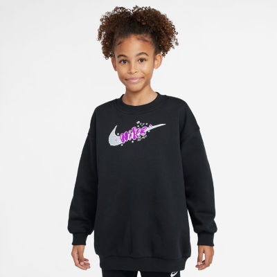 Nike Club Big Kid Girls Crew Neck Fleece Long Sleeve Sweatshirt
