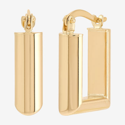 Gold Addiction Womens 10K Gold 17.9mm Rectangular Hoop Earrings