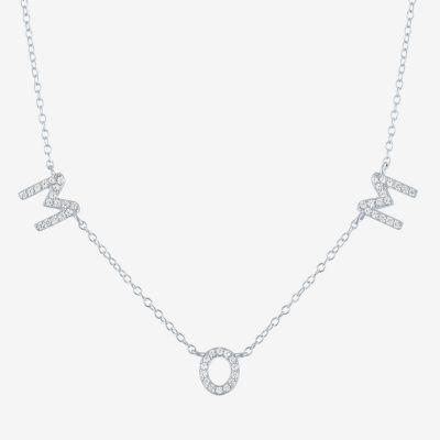 Yes, Please! Womens Lab Created White Sapphire Pure Silver Over Brass 16 Inch Pendant Necklace