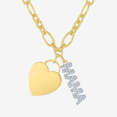Diamond Addiction (G-H / Si2-I1) Womens 1/10 CT. T.W. Lab Grown White Diamond 14K Gold Over Silver Heart 15 Inch Pendant Necklace