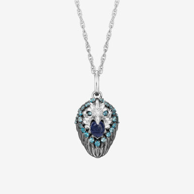 Harry Potter (F / Si2) Womens Genuine Blue Sodalite Sterling Silver 16 Inch Pendant Necklace