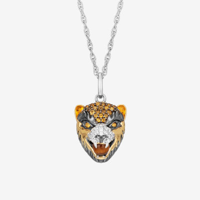 Harry Potter (F / Si2) Womens Diamond Accent Genuine Brown Tiger's Eye 14K Gold Over Silver 16 Inch Pendant Necklace