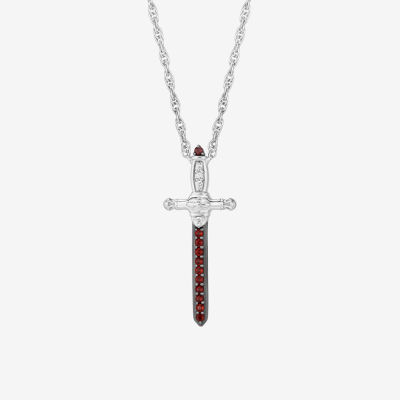 Harry Potter (F / Si2) Womens Lab Grown Diamond Accent Genuine Red Garnet Sterling Silver 18 Inch Pendant Necklace