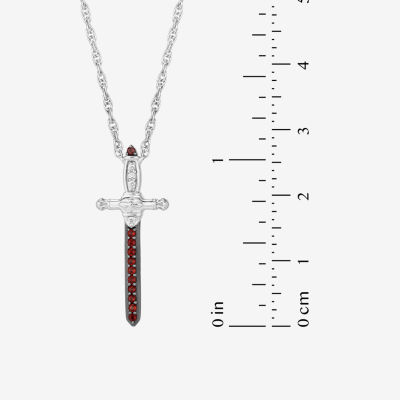 Harry Potter (F / Si2) Womens Lab Grown Diamond Accent Genuine Red Garnet Sterling Silver 18 Inch Pendant Necklace