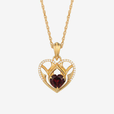 Harry Potter (F / Si2) Womens 1/8 CT. T.W. Lab Grown Diamond Genuine Red Garnet 14K Gold Over Silver 18 Inch Pendant Necklace