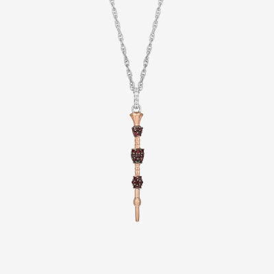 Harry Potter (F / Si2) Womens Lab Grown Diamond Accent Genuine Red Garnet 14K Gold Over Silver 18 Inch Pendant Necklace