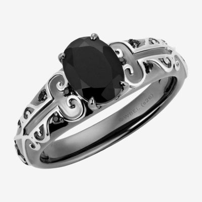 Harry Potter Womens Genuine Black Onyx Genuine Black Spinel Sterling Silver Cocktail Ring