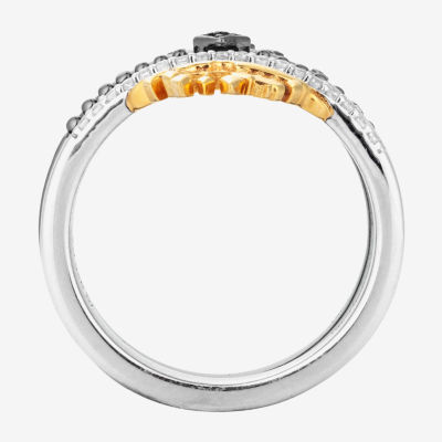 Harry Potter (F/Si2) Womens 1/10 CT. T.W. Lab Grown Diamond Genuine Black Spinel 14K Gold Over Silver Cocktail Ring