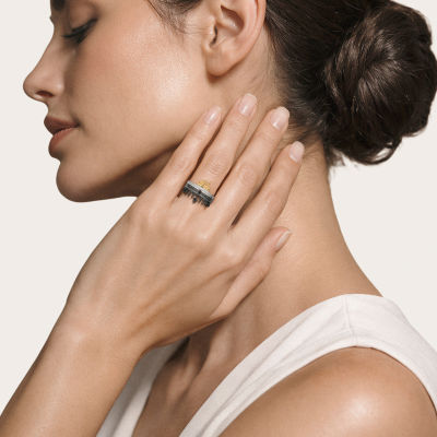 Harry Potter (F/Si2) Womens 1/10 CT. T.W. Lab Grown Diamond Genuine Black Spinel 14K Gold Over Silver Cocktail Ring