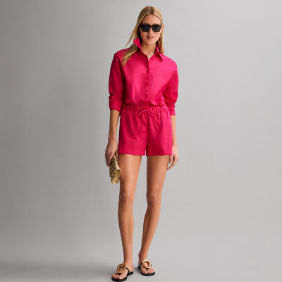 Worthington Cyber Pink Button Down Shirt and Pull on Short